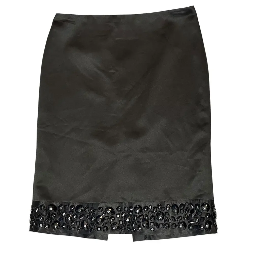 White House Black Market Beaded Pencil Skirt Black Size 2
